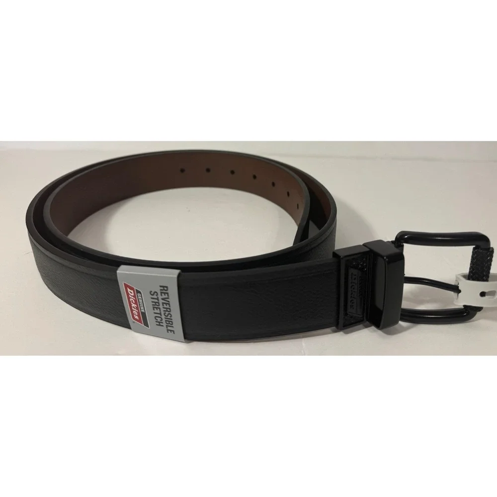 Genuine Dickies Belt Men 44 Black Brown Reversible Stretch‎ Black Casual NEW